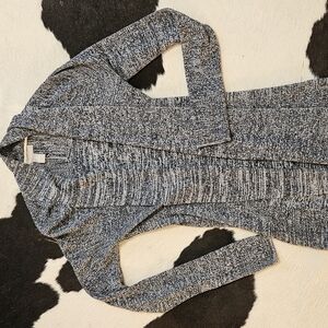 Banana Republic XS Heathered Black and White CLASSIC Open-Front Cardigan